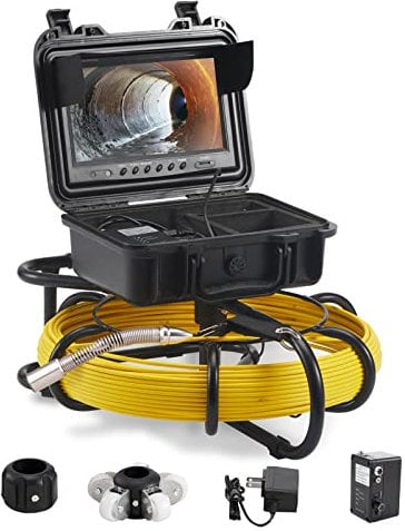 VEVOR Cámara Endoscópica de Drenaje Pantalla de 9 con IP68 Impermeable Batería de 4500 mAh 12 LED Ajustable Cable de 70m Tarjeta SD de 16GB para Tubería de Alcantarillado Drenaje de Plomería en Hogar
