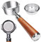 Siebträger ohne Boden, 51 mm, 2 Ohren, für Delonghi ECP3420/EC155/BCO430/EC260, Edelstahl-Filterkorb und Walnuss-Griff
