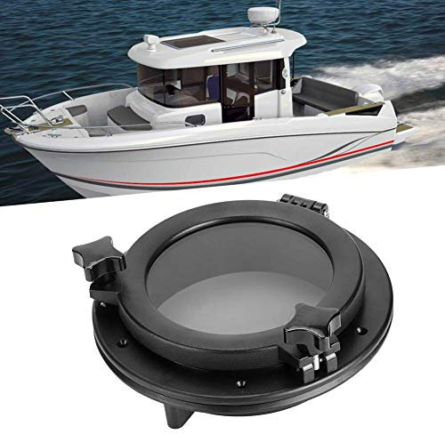 GAESHOW Black Porthole, 8'' Opening Window Port Hole Portlight Hatch, Tempered Glass Opening Portlight Porthole, Marine Boat Yacht Window Universal for RV Boat Yacht