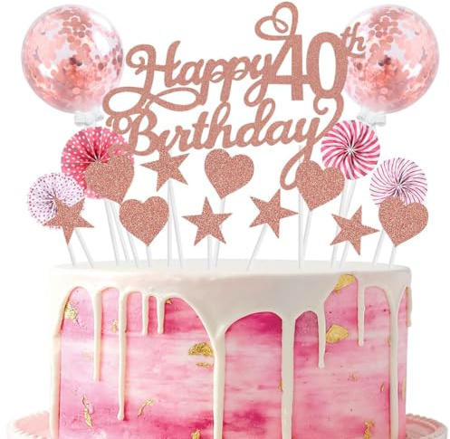 Cake Topper 40 Kuchendeko Geburtstag Frauen Rosegold Happy 40.birthday Kuchen Deko 40. Geburtstag Happy Birthday 40 Geburstagstorte Deko Tortendeko 40 Rosegold Geburtstag Kuchen Deko 40 Geburtstag
