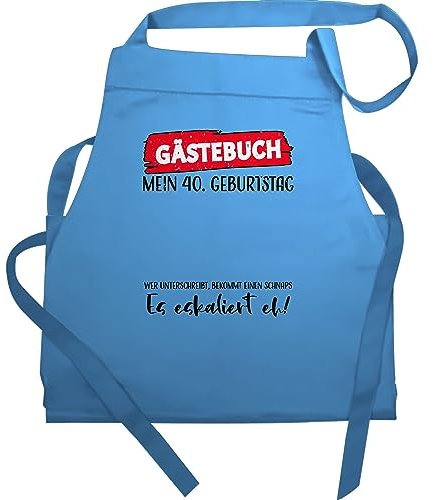 Shirtracer Schürze Geschenk - Gästebuch 40. Geburtstag - 60x87 - Hellblau - grillschürze für männer zum 40 40-er schürzen 40ig 40ster 40ter 40iger 40ger geburtstagsartikel 40igster made in 1983