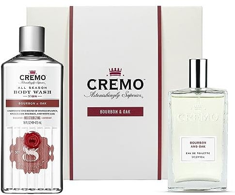 CREMO BOURBON & OAK Coffret Cadeau pour Homme- Eau de toilette 100ml + Gel Douche 473ml - Parfum épicé