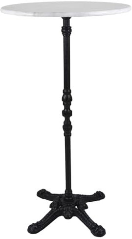 marko Outdoor Tall Round 60cm Marble Bistro Bar Table Restaurant Cast Iron Base Dining Garden Patio Cafe Decor Dining Tabe