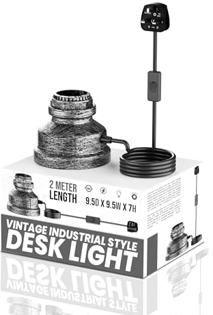 LEDSone Vintage Industrial Water Pipe Table Lamp-Retro Desk Lamp Holder with Plug-in Cord & ON/Off Switch, Compatible with E27 Dimmable Bulbs for Living Room, Restaurant