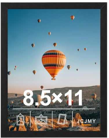 JCJMY 8.5x11 inch Picture Frame Black for Certificate Poster and Photo, Horizontal and Vertical Formats for Wall Hanging or Tabletop, 8.5x11 Frame with Shatter Resistant Plexiglass, Black