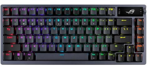 Asus Teclado inalámbrico ROG Azoth 75, Factor de Forma 75%, Espuma amortiguadora de Tres Capas y Cubierta Superior de Metal, Personalizable switches mecánicos ROG NX prelubricados e Intercambiables