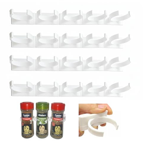 lenffect Especieros para Cocina - Organizador Cocina - Especiero Cocina - 20 Botes Especias - ADHESIVO FUERTE - Organizador Armario - Estantería Cocina - Soporte Pared Personalizable
