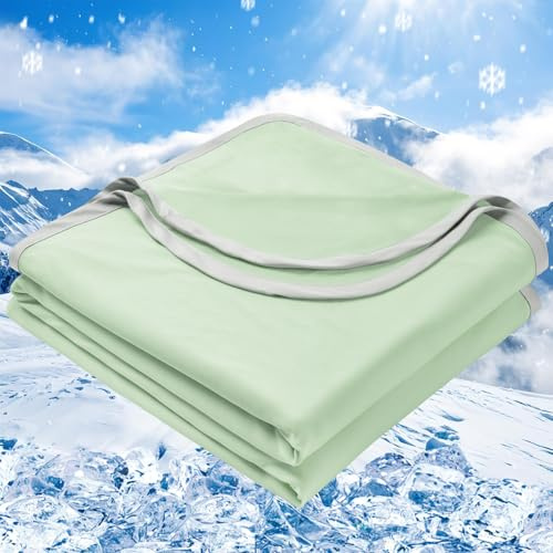 PHF Double Cooling Blanket Double Size for Hot Sleepers, Double Side Arc-Chill Q-Max>0.5 Cooling Blanket for Night Sweats to Keep Cool, 150 x 200cm, Green