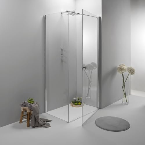 Box Doccia Angolare 80x100 Cm Porta Battente con Lato Fisso Trasparente
