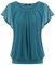 Zeagoo Womens Casual Tunic Top Short Sleeve Floral Blouse Loose Spring Summer Round Neck T Shirt Stretch Shirts Turquoise Blue