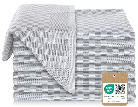 Vaily Premium Geschirrtücher 10er Pack - Trockentücher aus 100% Baumwolle super Saugstark- Oeko-TEX Zertifiziert - 70 x 45 cm Grau