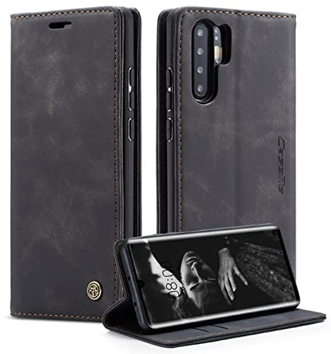 Cracedily Funda para Huawei P30 Pro Case, Carcasa Protectora Antigolpes Case, Soporte Plegable, Ranura para Tarjeta, Cover Cuero PU Carcasa Huawei P30 Pro, Negro