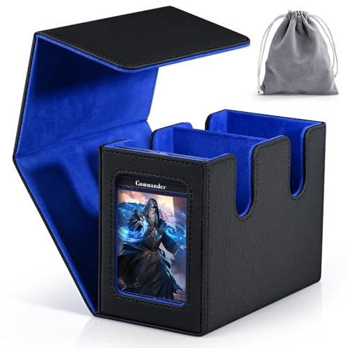 Infinity Guard Deck-Box mit Commander-Display, Sammelkarten-Aufbewahrungsbox für 160+ doppelseitige Karten, Baseball-Karten-Box ist geeignet für MTG, CCG, EDH (doppelt schwarz und blau)