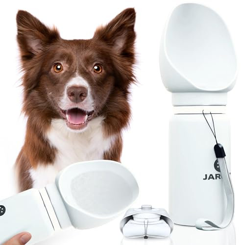 JARUKI® Bebedero Portátil Perro Plegable Silicona 550 ml | Dispensador de Agua para Perros Fácil de Limpiar | Botella de Agua para Perros para Viajes y Paseos | Agua Fresca Siempre Disponible (Gris)