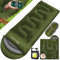 KESSER® Schlafsack Outdoor 220cm x 83cm | Deckenschlafsack 3-4 Jahreszeiten | Camping-Sleeping-Bag für Erwachsene | Leicht Tragbar Warm & Wasserabweisend inkl. Campinglampe & Seitentasche Khaki