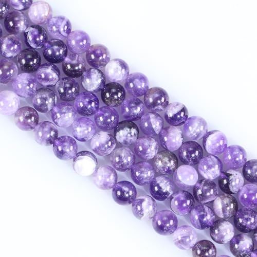 Naturstein Perlen Edelstein Perlen,45 stück 8mm Naturstein Streifen Amethyst Edelsteinperlen Polierte Runde Edelsteine Zum Auffädeln Edelsteine Steinperlen für Armbänder Ketten DIY Schmuck Basteln