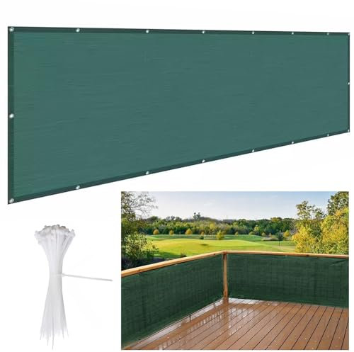 Wzmazingly Brise-Vue Et Pare-Soleil pour Balcon Hauteur 40cm/50cm/60cm Paravent De Balcon De Jardin HDPE Blocage des UV avec Œillet Et Serre-câbles (Color : Green, Size : 50x1100cm)
