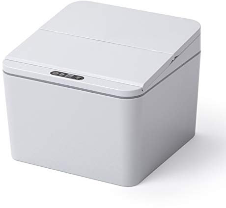 Suuim Poubelle Poubelle de Bureau Carrée Petite Poubelle à Induction Intelligente en Plastique Poubelle Automatique avec Couvercle pour Table à Manger et Poubelle de Cuisine de Chevet (Capaci