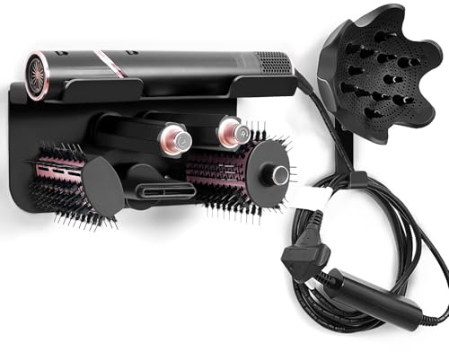 Keetidy Haartrockner-Halter, passend für Shark Flex Style, Föhn-Halter, kompatibel mit Dyson Airwrap Föhn-Aufhänger, Wandhalterung für Lockenwickler, Bürstendiffusor, Haartrockneraufsatz - HD430