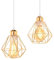 TOKIUS 2 Stücke Pendelleuchten Vintage Industrial Hängelampe mit Geometrischem Design E27 Lampe aus Eisen Käfig Lampenschirm Retro Hängeleuchte für Esstisch Küche (Pendelleuchte 1-flammig, Gold 16cm)