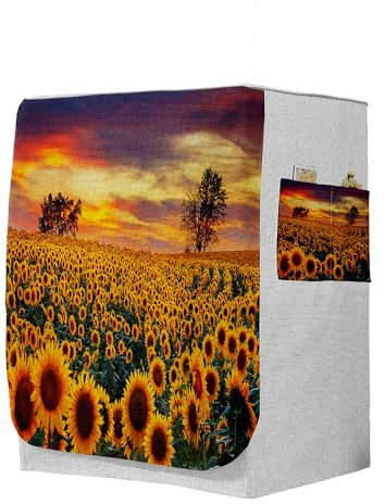 Highdi 3D Housse de Protection pour Machine à Laver, Chargement Frontal Housse à La Poussière avec Ouverture Frontale (Capacité L 10.5~12kg,Tournesol 1)