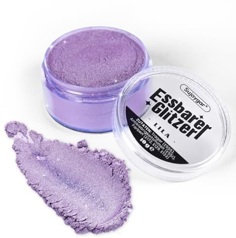 Essbarer Glitzer - 10g Lila Glitzer für Getränke, Essbarer Glitzer für Cocktails, Kuchendekoration, Kekse, Erdbeeren, Schokolade, 100% lebensmittelechtes Streusel Glitzerpulver