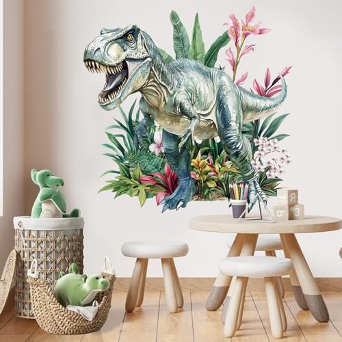 SHUCHING Große Wandtattoo Dinosaurier, Wandaufkleber T-Rex, Selbstklebend Wandsticker für Spielzimmer Kinderzimmer Babyzimmer Jungen