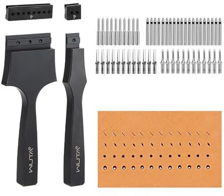 WUTA Lederlochstanzer Rund Mit Austauschbarem Stecheisen – Multifunktionales Werkzeug für Leder Nähen & Stanzen(4mm)