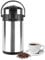 MantraRaj 5 Litre Coffee Carafe Vacuum Jug Airpot Flask Thermal 5L Pump Action Hot Water Double Wall Insulated Jug Stainless Steel Vacuum Flask Anti Spill Push Button 360° Rotating Base (Silver)