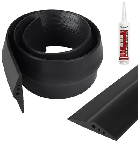 CPROSP Burlete Goma Puerta Garaje 1.5 M * 78 mm con Adhesivo, Altura 14 mm, Junta de Umbral para Puerta de Garaje, Evita las Filtraciones de Agua y Viento y es Fácil de Instalar