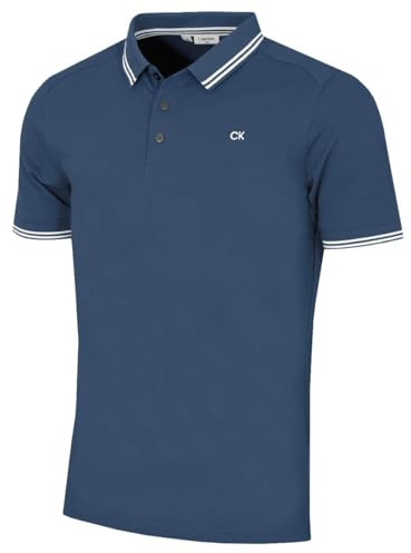 Calvin Klein Mens Campus Tipped Polo Shirt - Denim Blue Tipped - M