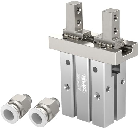 HNJPC Pneumatische Parallelgreifer Klaue, 25mm Bohrung mit Magnet, Mini Pneumatische Greifer Fingerluft Zylinder (MHZ2-25D)