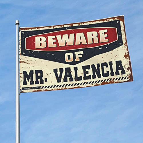Drapeaux de jardin amusants « Beware of Mr. Valence » - Drapeaux pour décoration de bière pour garçons (60 x 90 cm)