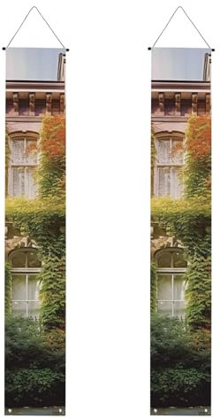 Lot de 2 bannières de porche à suspendre pour maison de ville et feuilles - Bannière de bienvenue d'été - Panneau de porche « Happy Birthday » - Bannière de porte d'entrée pour fête de vacances