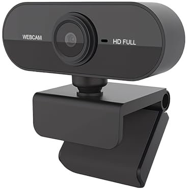 Webcam 1080P Full HD con microfono, USB Plug & Play Camera per PC, laptop e MacBook, girevole a 360° con clip, ideale per videoconferenze, streaming, corsi online, Microsoft Teams, Zoom e Gaming