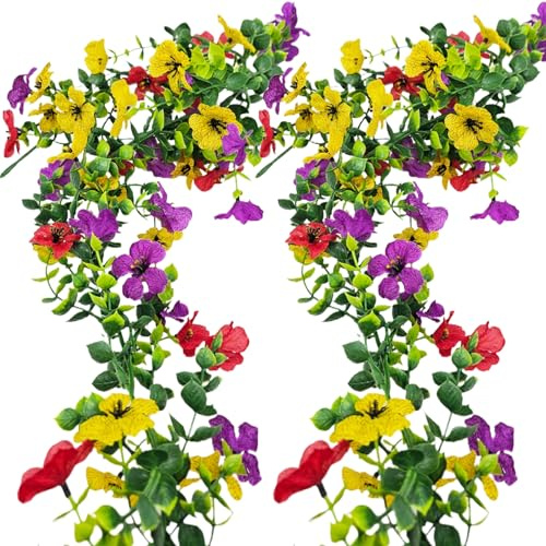 Aisamco 2 Pack 5.9FT Hanging Flower Garland Silk