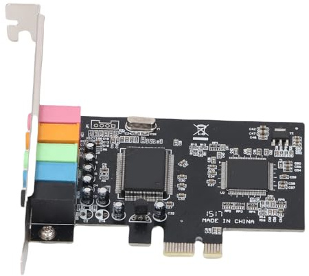 Plyisty PCIe Sound Carte, 5.1 Carte Sonore Interne Carte Audible 32/64 Bit Stéréo PCI Express Adaptateur Prise en Charge du Son Direct 3D EAX, pour PC de Bureau