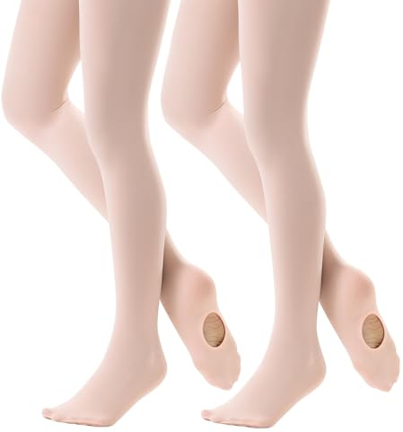 DUCMODA Collants de Danse pour les Filles Convertible Collant pour Ballet Convertible, 2 Rose ballet,146-158