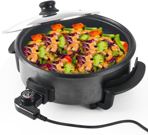 Electric Frying Pan 1500W Non Stick Electric Skillet with Adjustable Temperature Control for Cooking Steaks Pancakes Eggs Vegetables and More Ideal for Home Kitchen Use
