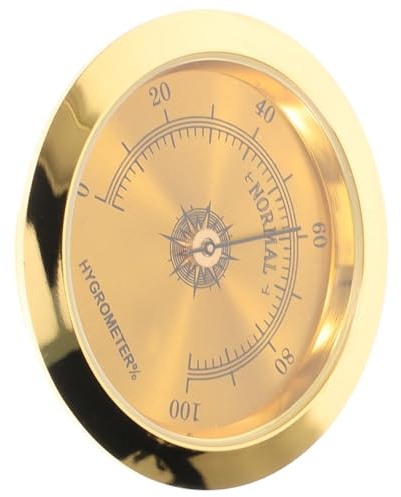 Kleines Gitarrenhygrometer aus Metall mit Anzeige, Goldfarben | Gitarrenkoffer und Gitarre, Installieren, Klar Ablesbar, Robust und Zuverlässig