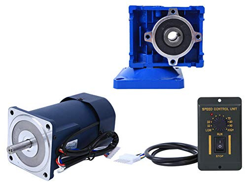 RASTKY Moteur de Contrôle de Vitesse AC 90 W, Moteur Réducteur à Vis sans Fin pour équipement de Machines, à Engrenages à Faible Bruit pour Machines de Convoyeur, D', 220 VAC (Rapport de réduction
