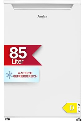 Amica Mini congelatore autoportante 84,5 x 55 x 56 cm, 85 l, congelatore a 4 stelle, porta intercambiabile AGS 3210 W, congelatore bianco