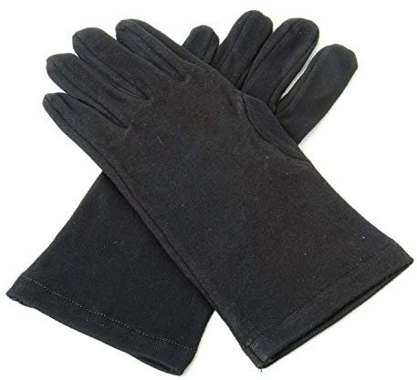 Masonic Schwarze Ritterhandschuhe aus Baumwolle, Schwarz , XL