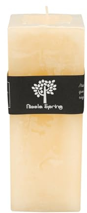 Nicola Spring Scented Pillar Candle - Vanilla Scent - 110 Hour Burning Time - Vanilla Candles Ivory Square Pillar Aromatherapy for Home Fragrance, Kitchen, Living Room, Bedroom