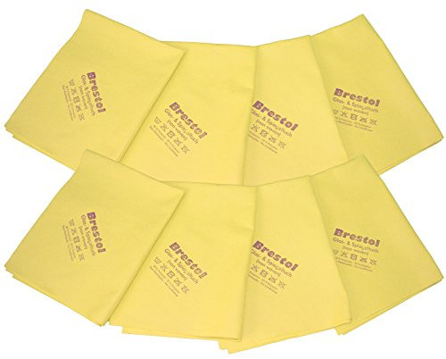 Brestol Ledertuch 8er 38 x 40 cm - Mikrofaser Ledertuch 8er Set Fensterleder Autolack Lederlappen