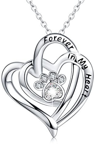 Hund Kralle Kette mit Hund 925 Sterling Silber Kette Hund Herz Katzen Halskette Anhänger Pet Schmuck Geschenke für Frauen Mädchen Kinder
