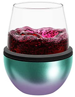 asobu Insulated Stemless Stainless Steel Sleeve and Wine Glass (Unicorn)
