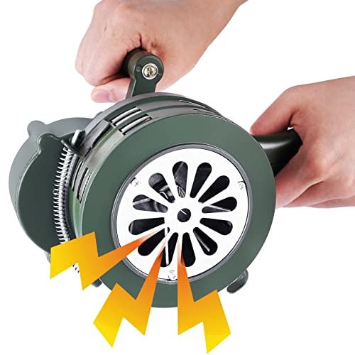 Saladulce Handkurbel Sirene Horn Manuell Betrieben Metall Alarm Handheld Air Raid Sirene Tragbare Laute Manuelle Sirene Notsicherheit (Grün)