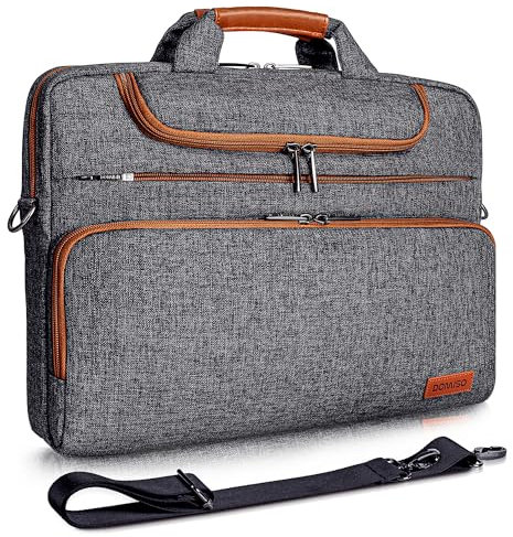 DOMISO Sacoche Ordinateur 14 Pouces Imperméable Pochette PC Portable Sac à Bandoulière Homme pour 14 Acer Aspire 1 Swift 3 / HP Stream 14 Pavilion 14 / Lenovo IdeaPad/Asus, Gris Foncé