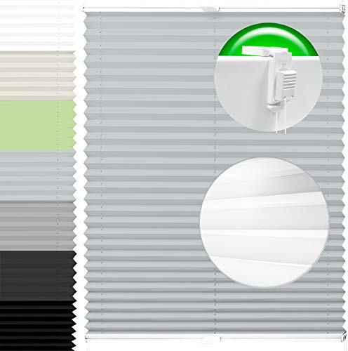 Horivert Plissee Pliseerollo mit Klemmträger Ohne Bohren Stoff Fensterrollo Klemmfix Faltrollo Jalousie Sonnenschutz Blickdicht 90x210 cm